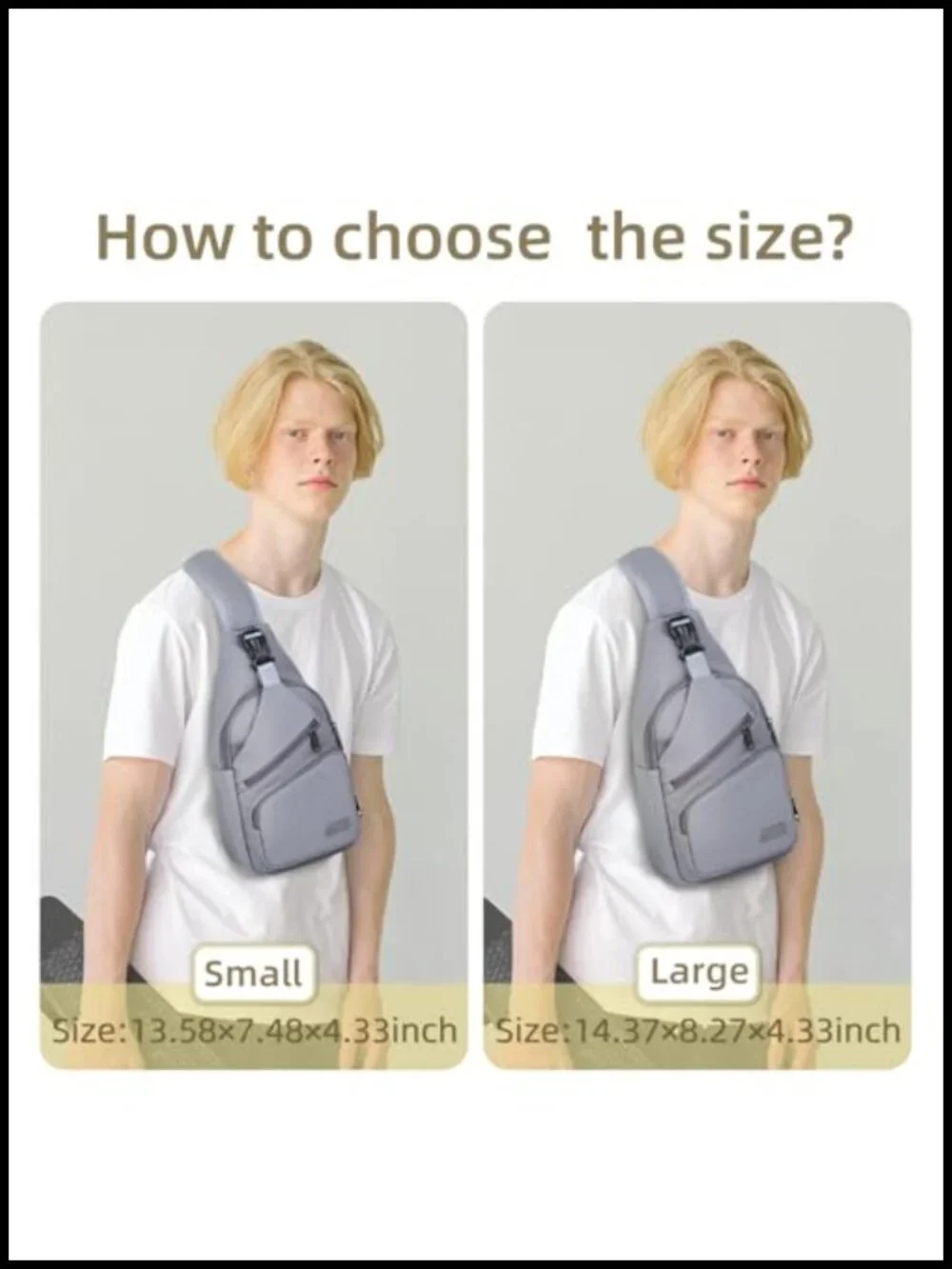 Crossbody Sling Bag Unisex Hiking Travel Daypack Water Resistant Nylon Shoulder